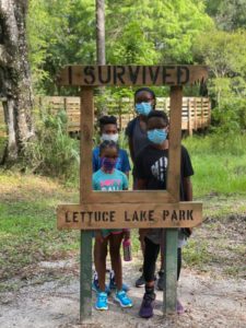 Campers with masks