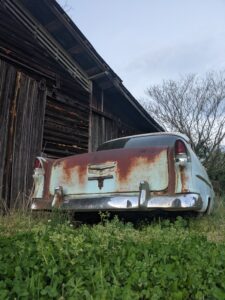 Antique car with rust on it